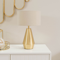 ValueLights Jax Cream Shade Antique Brass Touch LED Table Lamp - Size: 41 x 25 x 25cm - Gold - Wilko - thumbnail 6