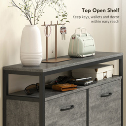 HOMCOM 4 Flip Down Drawer Single Shelf Cement Grey Shoe Cabinet - Size: 95 x 24 x 98cm - Wilko - thumbnail 6