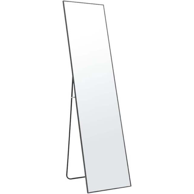Living and Home Black Frame Modern Full Length Mirror 37 x 147cm - Size: 147 x 37cm - Wilko - image 1