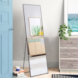 Living and Home Black Frame Modern Full Length Mirror 37 x 147cm - Size: 147 x 37cm - Wilko - thumbnail 7
