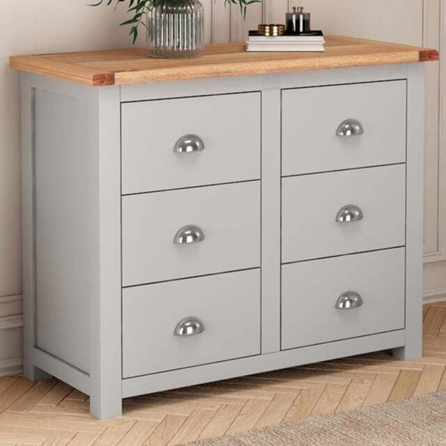 Cabinet Bits Argenta 6 Drawer Grey Chrome Cup Handle Chest of Drawers - Wilko - image 1