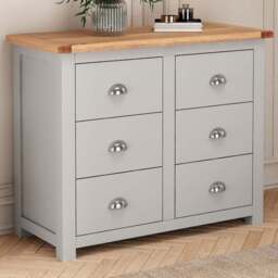 Cabinet Bits Argenta 6 Drawer Grey Chrome Cup Handle Chest of Drawers - Wilko - thumbnail 1