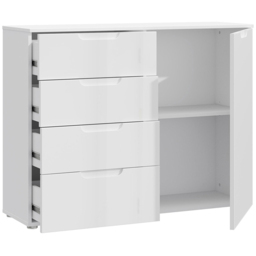Florence Sienna Single Door 4 Drawer White High Gloss Cabinet - Furniture To Go - Wilko - thumbnail 4