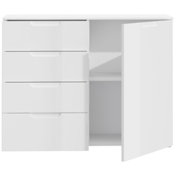Florence Sienna Single Door 4 Drawer White High Gloss Cabinet - Furniture To Go - Wilko - thumbnail 5