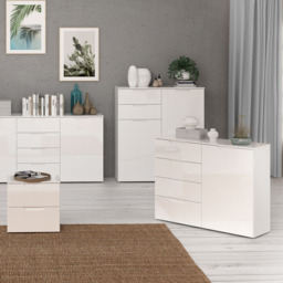 Florence Sienna Single Door 4 Drawer White High Gloss Cabinet - Furniture To Go - Wilko - thumbnail 7