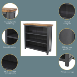 Core Products Dunkeld 3 Shelf Midnight Blue Low Bookcase - Wilko - thumbnail 7