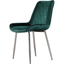 Furniturebox Cesano Set of 2 Green and Chrome Velvet Dining Chair - Wilko - thumbnail 3