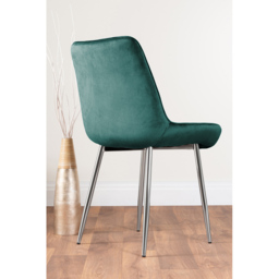 Furniturebox Cesano Set of 2 Green and Chrome Velvet Dining Chair - Wilko - thumbnail 5