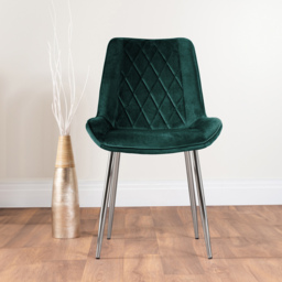 Furniturebox Cesano Set of 2 Green and Chrome Velvet Dining Chair - Wilko - thumbnail 6