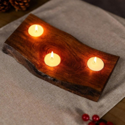 Marco Paul Wooden Tealight Candle Holder - Size: 20 x 20 x 10cm - White - Wilko - thumbnail 4