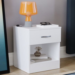 Vida Designs Riano Single Drawer White Bedside Table - Wilko