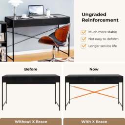 Costway 2 Drawer Computer Desk Black - Size: 119.4 x 58.4 x 12.7cm - Wilko - thumbnail 5