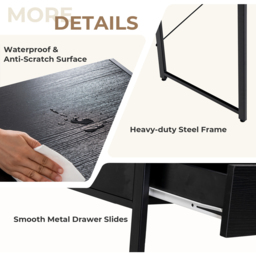 Costway 2 Drawer Computer Desk Black - Size: 119.4 x 58.4 x 12.7cm - Wilko - thumbnail 7