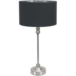 ValueLights Maggie Chrome Candlestick LED Table Lamp with Black and Chrome Lamp Shade - Size: 50 x 25 x 25cm - Silver - Wilko - thumbnail 1