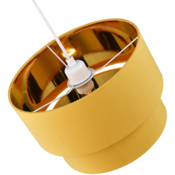 Happy Homewares Mustard Ochre Cotton Double Tier Shiny Golden Inner Pendant Shade - Size: 20 x 30 x 30cm - Yellow - Wilko - thumbnail 4