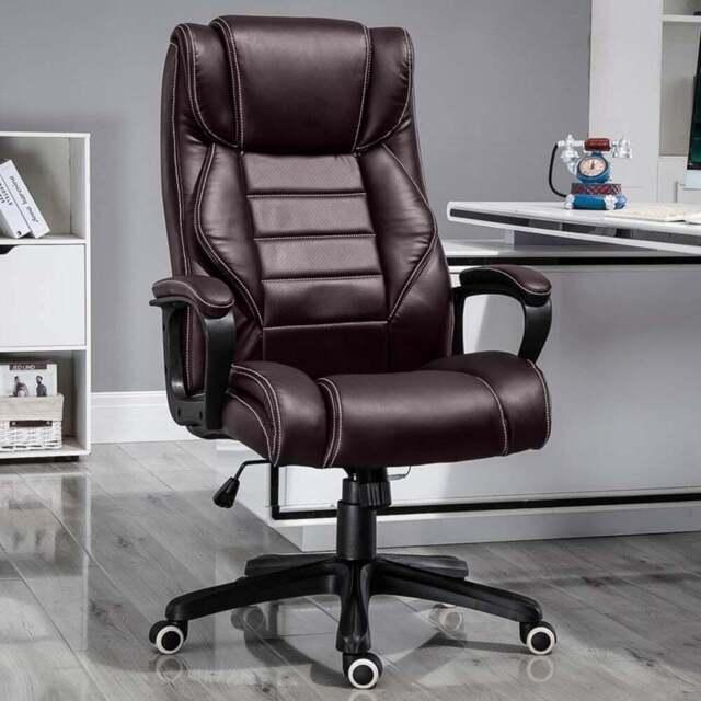 Portland Brown PU Leather Swivel Executive Office Chair - Size: 64 x 74 x 120cm - Wilko - image 1
