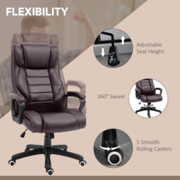 Portland Brown PU Leather Swivel Executive Office Chair - Size: 64 x 74 x 120cm - Wilko - thumbnail 5