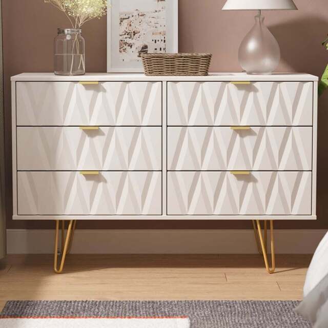 Crowndale Diamond 6 Drawer Kashmir Matt Wide Chest of Drawers Ready Assembled - Wilko - image 1
