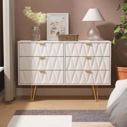 Crowndale Diamond 6 Drawer Kashmir Matt Wide Chest of Drawers Ready Assembled - Wilko - thumbnail 7