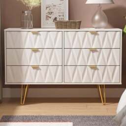 Crowndale Diamond 6 Drawer Kashmir Matt Wide Chest of Drawers Ready Assembled - Wilko - thumbnail 1