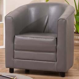Artemis Home Aspen Grey Faux Leather Tub Chair - Size: Single - Wilko