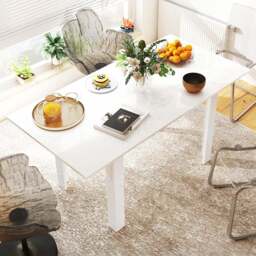 HOMCOM 6 Seater High Gloss White Extendable Dining Table - Wilko - thumbnail 1