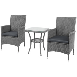 Outsunny Rattan Bistro Set Weave Grey - Size: 2 Seater - Wilko - thumbnail 3
