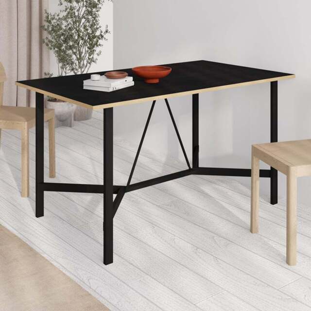 Decortie Dalma Black Wooden Dining Table with Black Metal Legs - Size: 75.5 x 140 x 80cm - Multi - Wilko - image 1