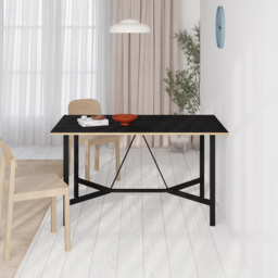 Decortie Dalma Black Wooden Dining Table with Black Metal Legs - Size: 75.5 x 140 x 80cm - Multi - Wilko - thumbnail 5