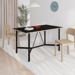 Decortie Dalma Black Wooden Dining Table with Black Metal Legs - Size: 75.5 x 140 x 80cm - Multi - Wilko - thumbnail 6