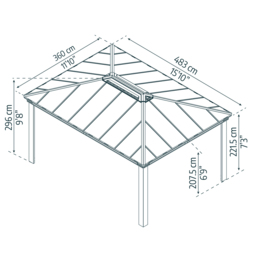 Palram Canopia Dallas 3.6 x 4.8m Grey Gazebo - Size: 207.5 x 360 x 483cm - Wilko - thumbnail 7