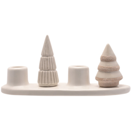 The Seasonal Gift Co. Christmas Tree Taper Candle Tray - Size: 9.5 x 21 x 7cm - White - Wilko