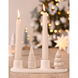 The Seasonal Gift Co. Christmas Tree Taper Candle Tray - Size: 9.5 x 21 x 7cm - White - Wilko - thumbnail 3