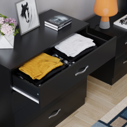 Vida Designs Riano 4 Drawer Black Unique Anti Bowing Chest of Drawers with Metal Handles - Wilko - thumbnail 6