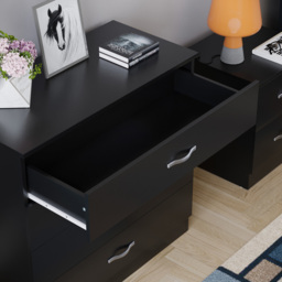 Vida Designs Riano 4 Drawer Black Unique Anti Bowing Chest of Drawers with Metal Handles - Wilko - thumbnail 5