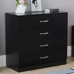 Vida Designs Riano 4 Drawer Black Unique Anti Bowing Chest of Drawers with Metal Handles - Wilko