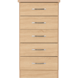 Seconique Nevada 5 Drawer Sonoma Oak Narrow Chest of Drawers - Brown - Wilko - thumbnail 4