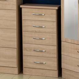 Seconique Nevada 5 Drawer Sonoma Oak Narrow Chest of Drawers - Brown - Wilko - thumbnail 1