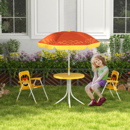 Outsunny Kids Lion Bistro Set with Parasol - Size: 2 Seater - Yellow - Wilko - thumbnail 5
