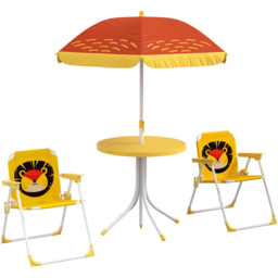 Outsunny Kids Lion Bistro Set with Parasol - Size: 2 Seater - Yellow - Wilko - thumbnail 3