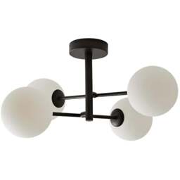 ValueLights Darla 4 Way Black Frosted Globe Ceiling Light and Bulbs - Size: 24 x 49 x 49cm - Wilko - thumbnail 1