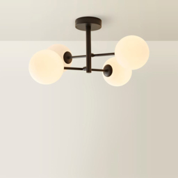 ValueLights Darla 4 Way Black Frosted Globe Ceiling Light and Bulbs - Size: 24 x 49 x 49cm - Wilko - thumbnail 4