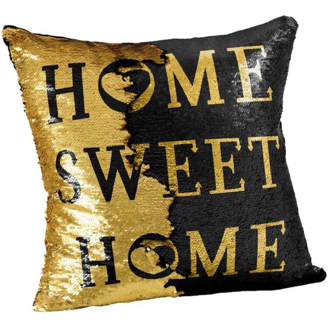 Velosso Home Sweet Home Mermaid Black and Gold Filled Cushion 43 x 43cm - Multi - Wilko - image 1