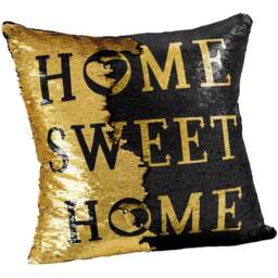 Velosso Home Sweet Home Mermaid Black and Gold Filled Cushion 43 x 43cm - Multi - Wilko