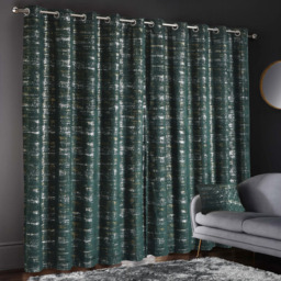 Intimates Warwick Green Metallic Velvet Eyelet Curtains 168 x 223cm - Size: W 168 x D 223cm - Wilko - thumbnail 3