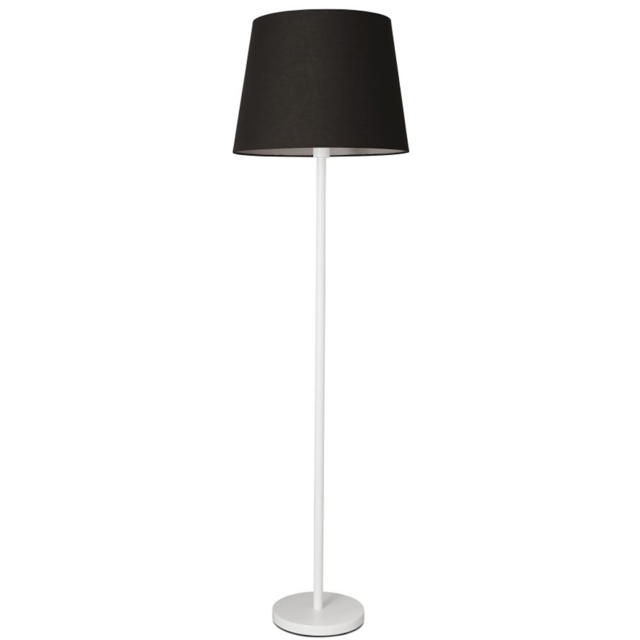 ValueLights Charlie Black Tapered Shade White Floor Lamp and Bulb - Size: 148 x 45 x 45cm - Wilko - image 1