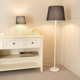 ValueLights Charlie Black Tapered Shade White Floor Lamp and Bulb - Size: 148 x 45 x 45cm - Wilko - thumbnail 5