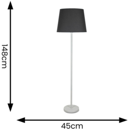 ValueLights Charlie Black Tapered Shade White Floor Lamp and Bulb - Size: 148 x 45 x 45cm - Wilko - thumbnail 7