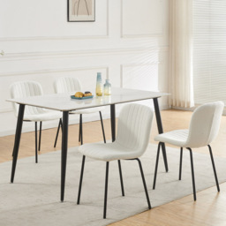 Bella Set of 4 White Teddy Faux Fur Stitched Design Dining Chairs - MCC - Wilko - thumbnail 7