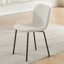 Bella Set of 4 White Teddy Faux Fur Stitched Design Dining Chairs - MCC - Wilko - thumbnail 1